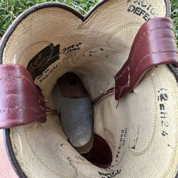 Vintage Tony Lama Roper Boots Womens Size 4.5 B Red Taylor Swift Rodeo Workwear - Picture 11 of 12
